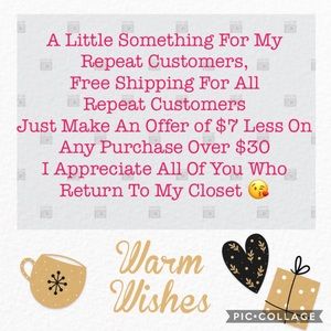 Repeat Customer = FREE SHIPPING